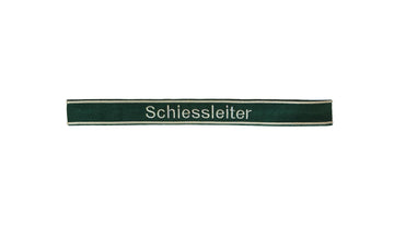 Verein Ärmelband / Ärmelstreifen Schiessleiter in silber auf dunkelgrünem Filz