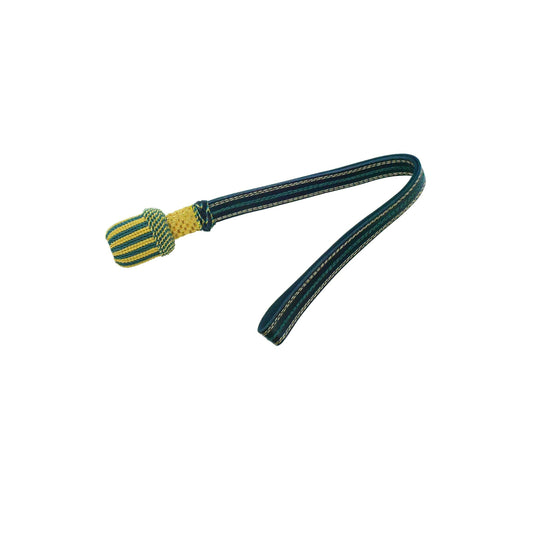 gold/grün Portepee mit Lederriemen Knot - ovale Quaste (grosse Ausführung)