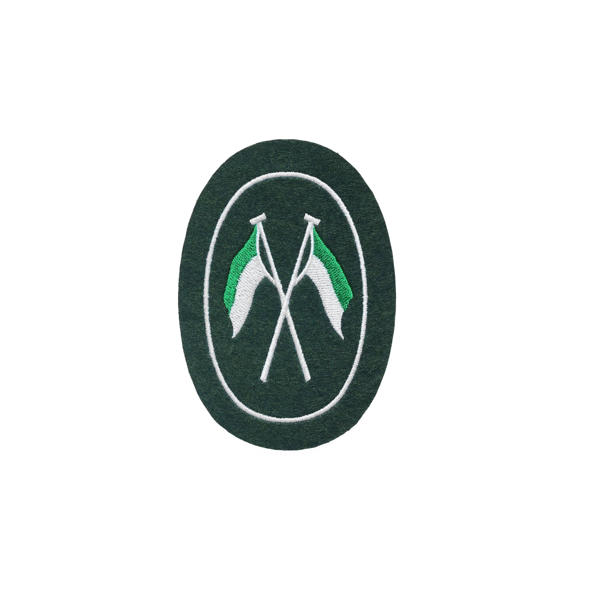 Fahne grün/weiß Maschine gestickte Abzeichen - 90 mm auf dunkelgrünem Filz