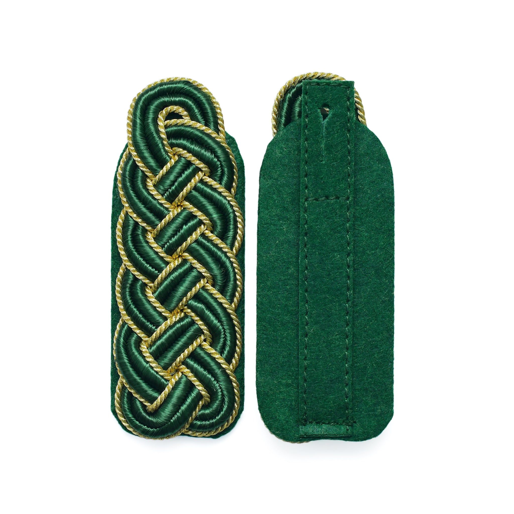 Schultergeflecht / Meistergeflecht grün Soutache mit gold Kordel grünem Filz