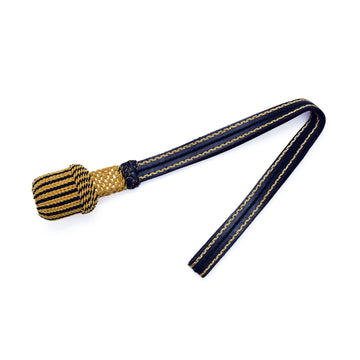 gold/schwarz Portepee mit Lederriemen Knot - ovale Quaste (grosse Ausführung)