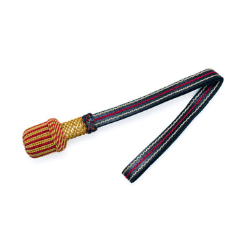 gold/rot Portepee mit Lederriemen Knot - ovale Quaste (grosse Ausführung)