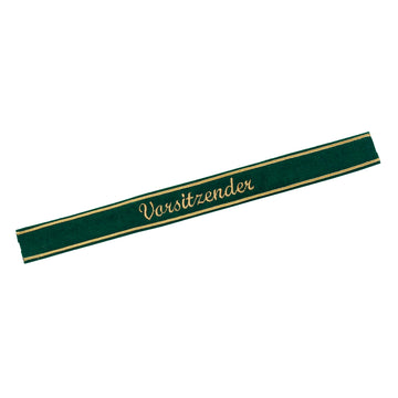 Verein Ärmelband / Ärmelstreifen " Vorsitzender " in gold auf dunkelgrünem Filz