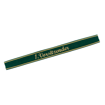 Verein Ärmelband / Ärmelstreifen " 1. Vorsitzender " in gold auf dunkelgrünem Filz