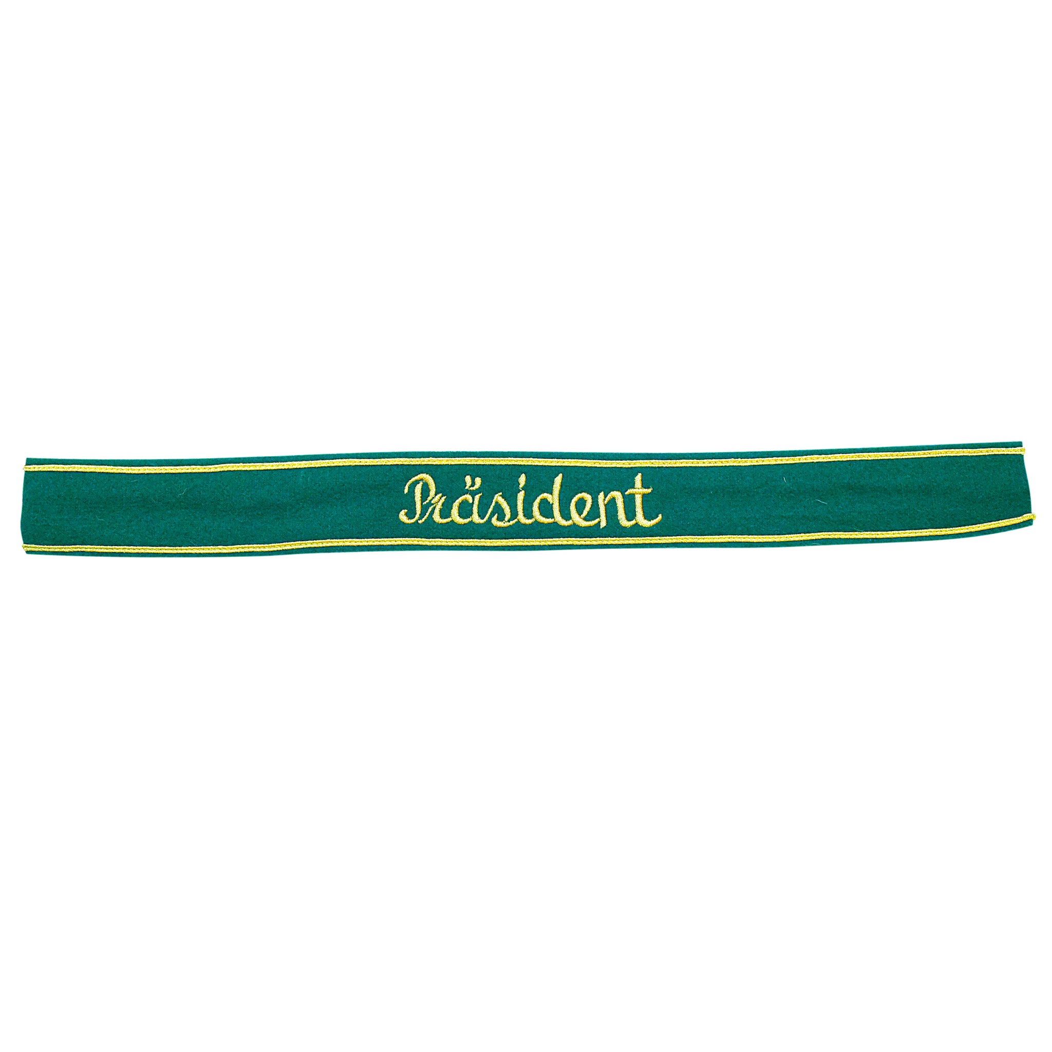 Verein Ärmelband / Ärmelstreifen Präsident in gold auf dunkelgrünem Filz