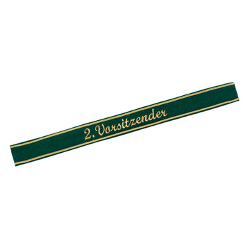 Verein Ärmelband / Ärmelstreifen " 2. Vorsitzender " in gold auf dunkelgrünem Filz