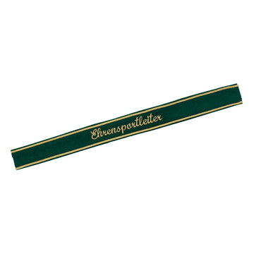 Verein Ärmelband / Ärmelstreifen " Ehrensportleiter " in gold auf dunkelgrünem Filz