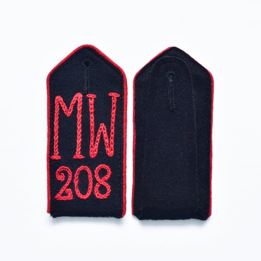 Preußen 1. Weltkrieg Schulterklappe für Mannschaften der Garde-Minenwerfer-Kompanien "MW 208"