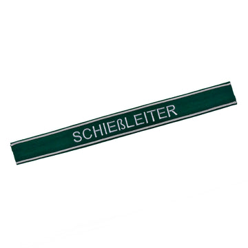 Verein Ärmelband / Ärmelstreifen " SCHIEßLEITER " auf dunkelgrünem Filz
