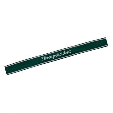 Verein Ärmelband / Ärmelstreifen " Ehrenpräsident " in silber auf dunkelgrünem Filz