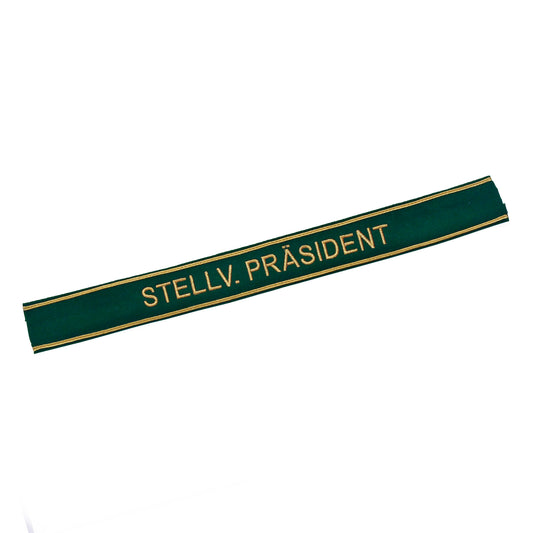 Verein Ärmelband / Ärmelstreifen " STELLV. PRÄSIDENT " auf dunkelgrünem Filz