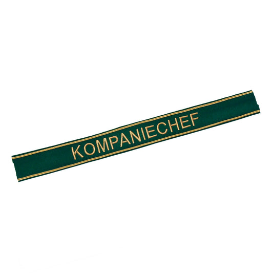 Verein Ärmelband / Ärmelstreifen " KOMPANIECHEF " auf dunkelgrünem Filz