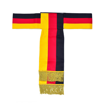 schwarz/rot/gold Bauch-Schärpe mit Gold Kordelfransen