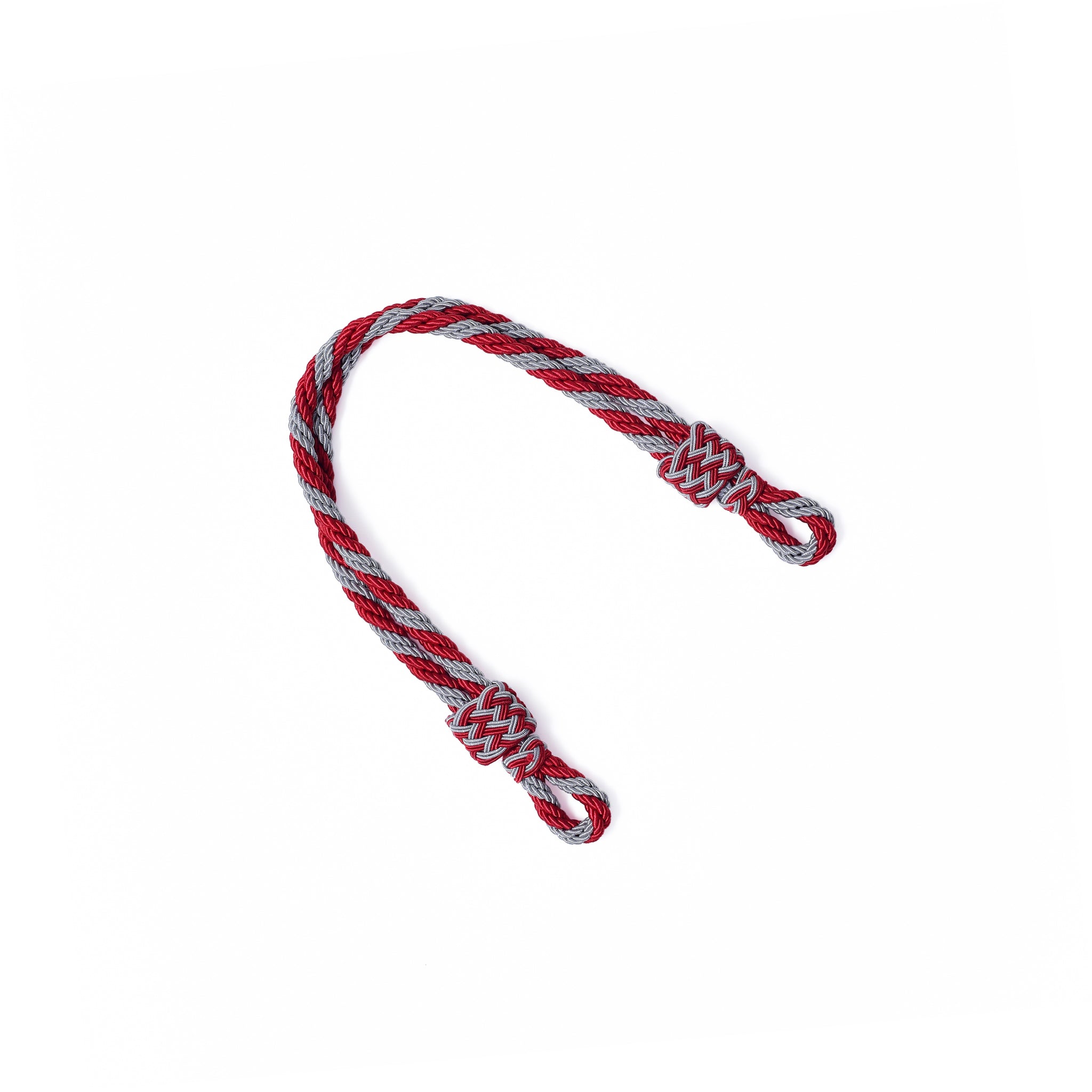 Mützenkordel - aluminiumfarbig/rot Schirmmütze - 6mm / 32cm