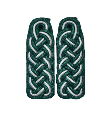 Schultergeflecht, Majorsgeflecht grün mit silber hochgestellter Soutache