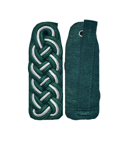Schultergeflecht, Majorsgeflecht grün mit silber hochgestellter Soutache