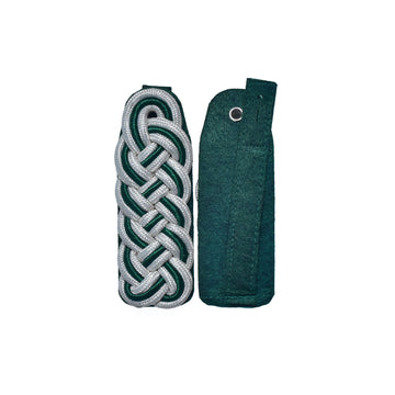 Schultergeflecht, Majorsgeflecht silber mit grün hochgestellter Soutache