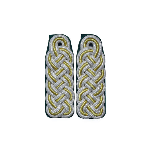 Schultergeflecht, Majorsgeflecht silber mit gold hochgestellter Soutache