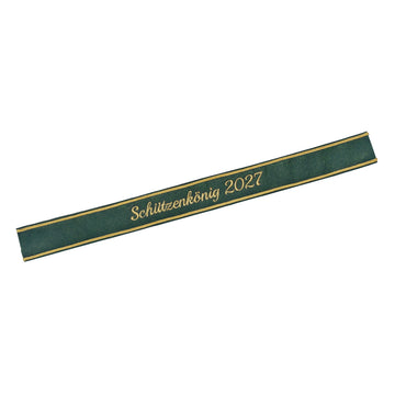 Verein Ärmelband / Ärmelstreifen " Schützenkönig 2027 " auf dunkelgrünem Filz