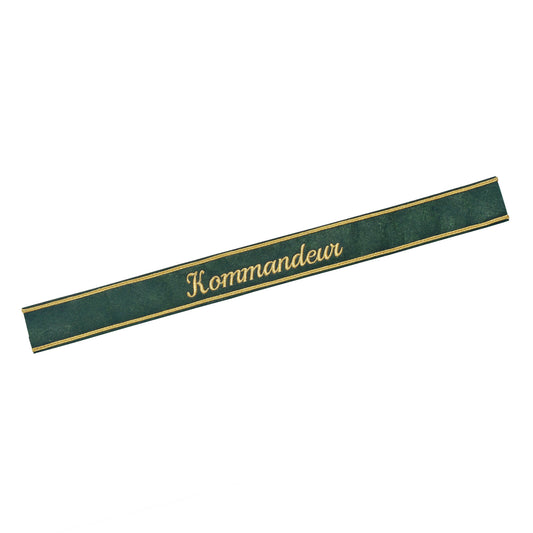 Verein Ärmelband / Ärmelstreifen " Kommandeur " auf dunkelgrünem Filz