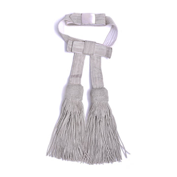 Schärpenquasten mit fester Schleife – silber mit Gürtel (100cm)