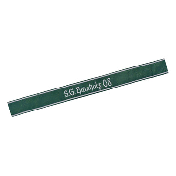 Verein Ärmelband / Ärmelstreifen " S. G. Hainholz 08 " in Aluminium auf dunkelgrünem Filz