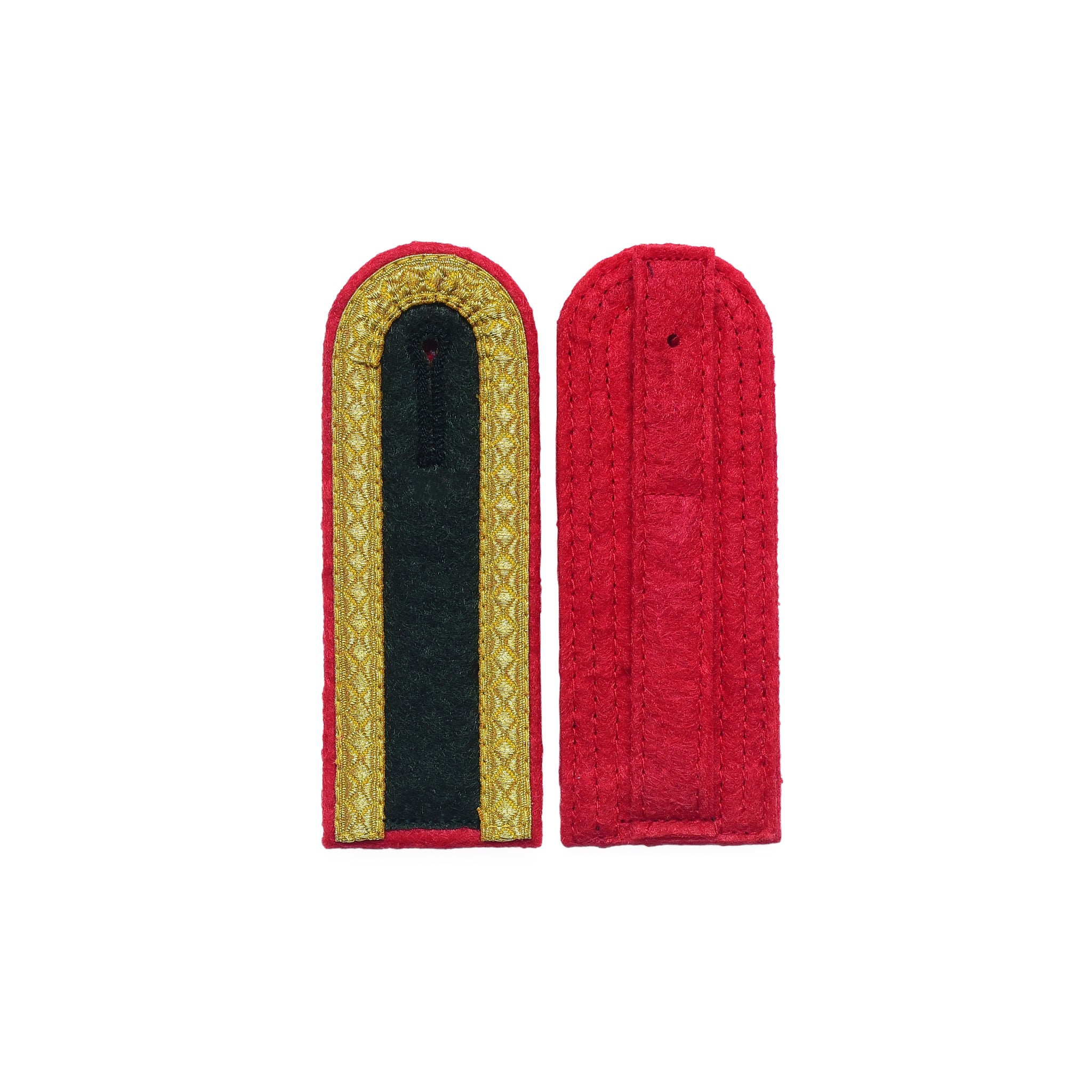 Verein Schulterklappen Rund Form für Unteroffizier 3 Seiten Gold Tresse mit roter Paspelierung