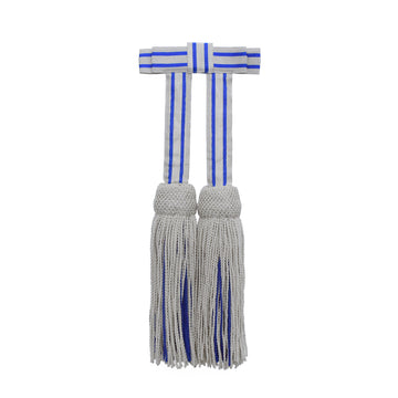 Schärpenquasten mit fester Schleife – silber/blau