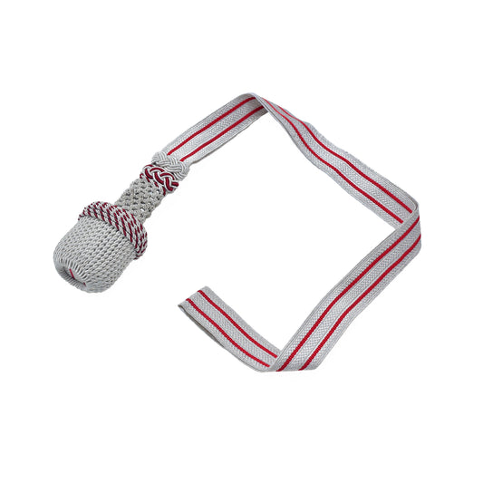 Portepee silber mit Streifen – kleine, ovale Quaste