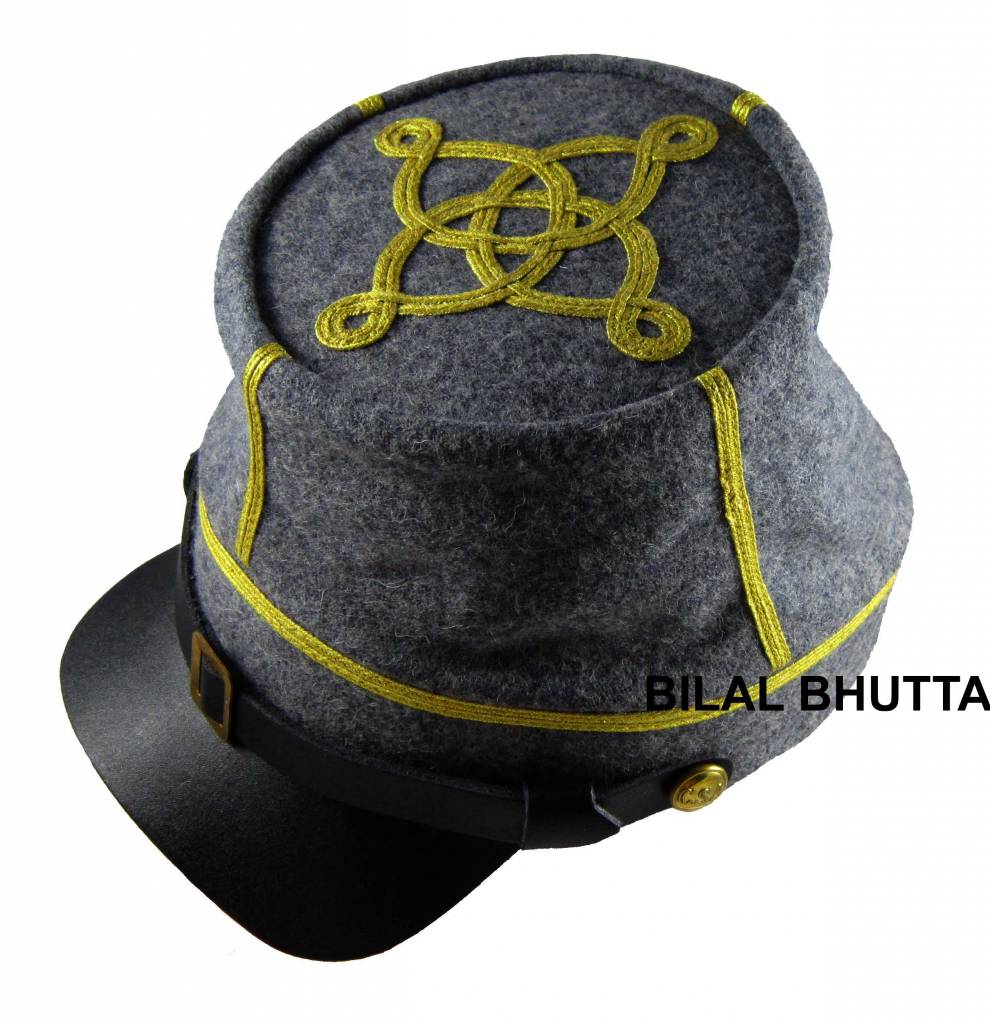 CS / US Kepi hellgrau Captain, Lederschirm