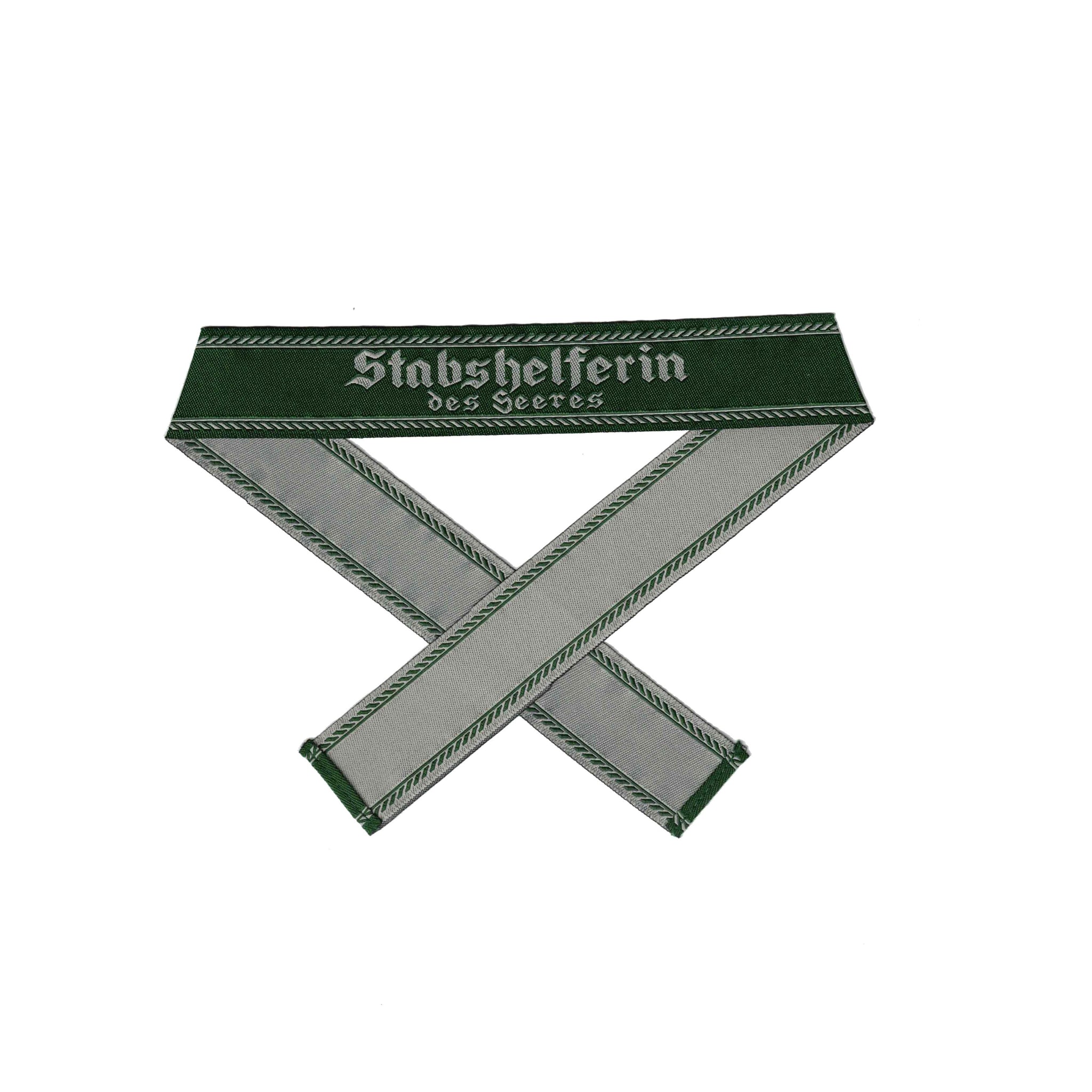 WWII Elite Ärmelband ”Stabshelferin des Heeres” gewebt grün WH Bevo Cuff title