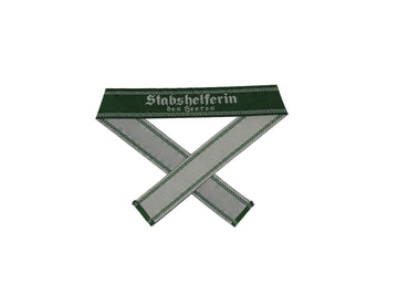 WWII Elite Ärmelband ”Stabshelferin des Heeres” gewebt grün WH Bevo Cuff title