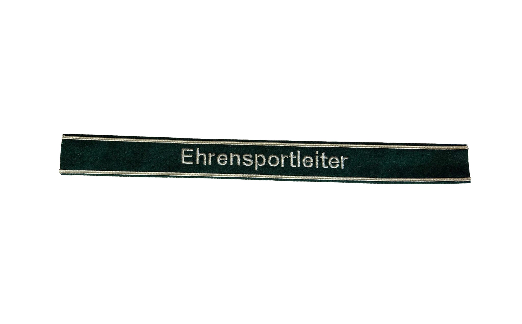 Verein Ärmelband / Ärmelstreifen Ehrensportleiter in silber auf dunkelgrünem Filz