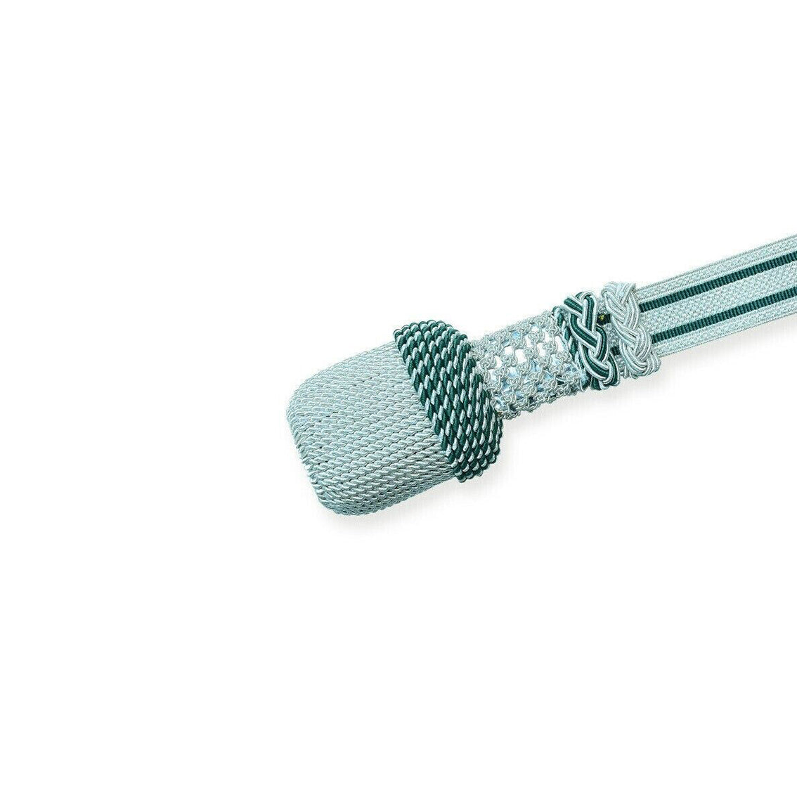 Portepee silber mit Streifen – große, ovale Quaste